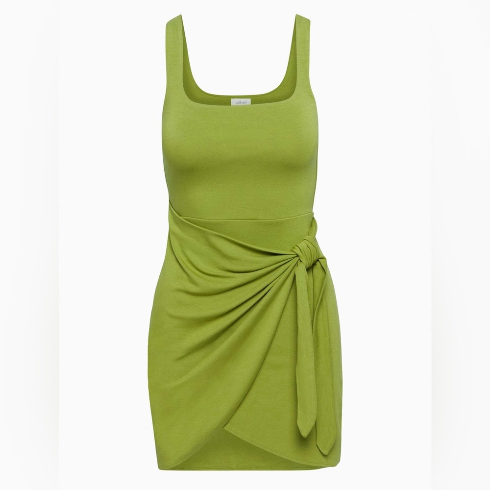 Wilfred Lime Green Mini Dress with Side Knot